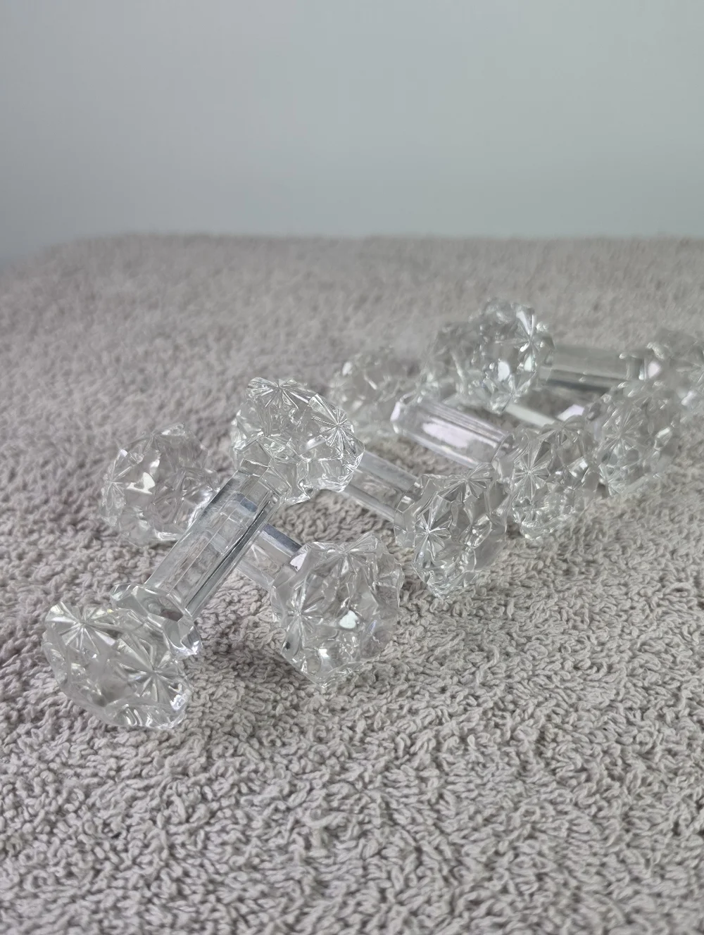 Vintage Faceted Glass Dumbbell-Shape Knife Rests Set Of Six